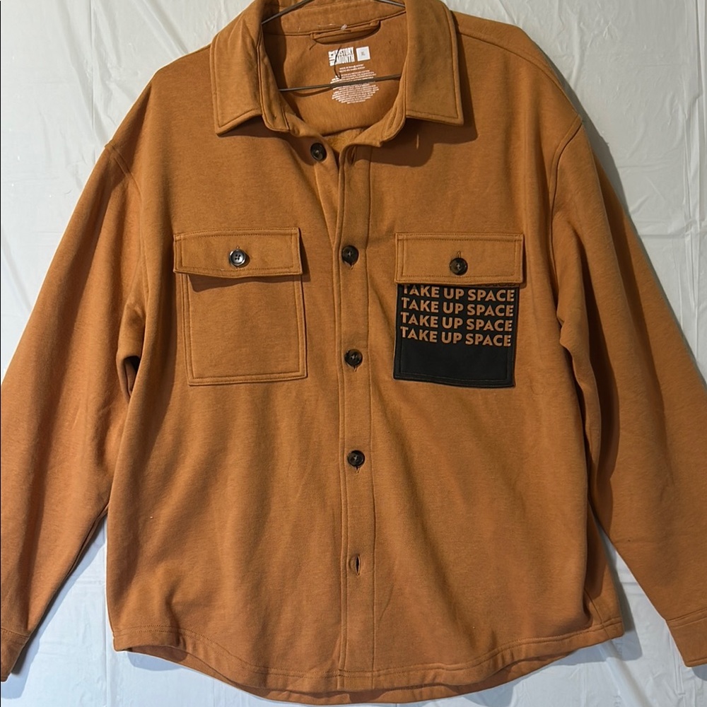 Brown Lightweight Shirt Jacket with Black Pattern